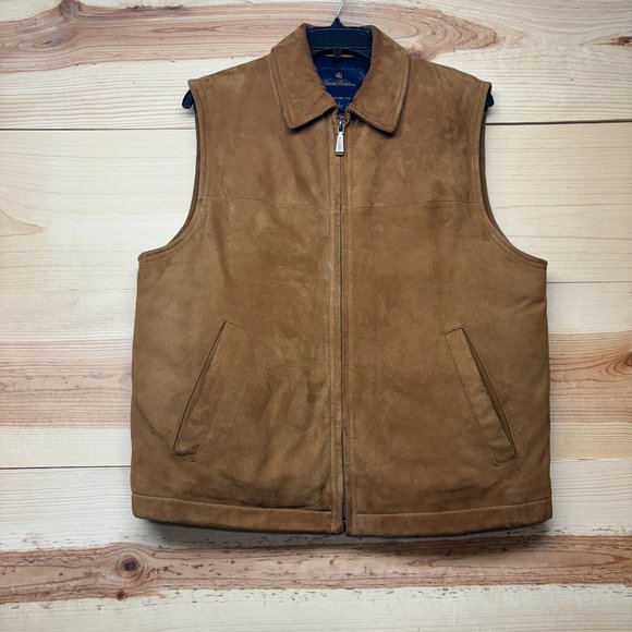 Brooks Brothers Other - Brooks Brothers Suede Vest Mens Small Brown Full Zip Insulated Down Puffer